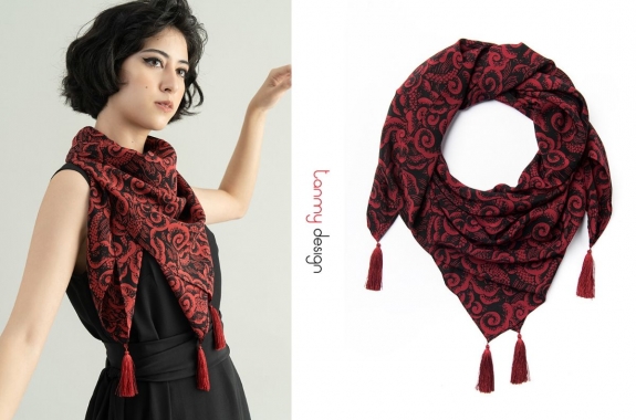 Silk scarf TIMESQUARE - Long Dao Red